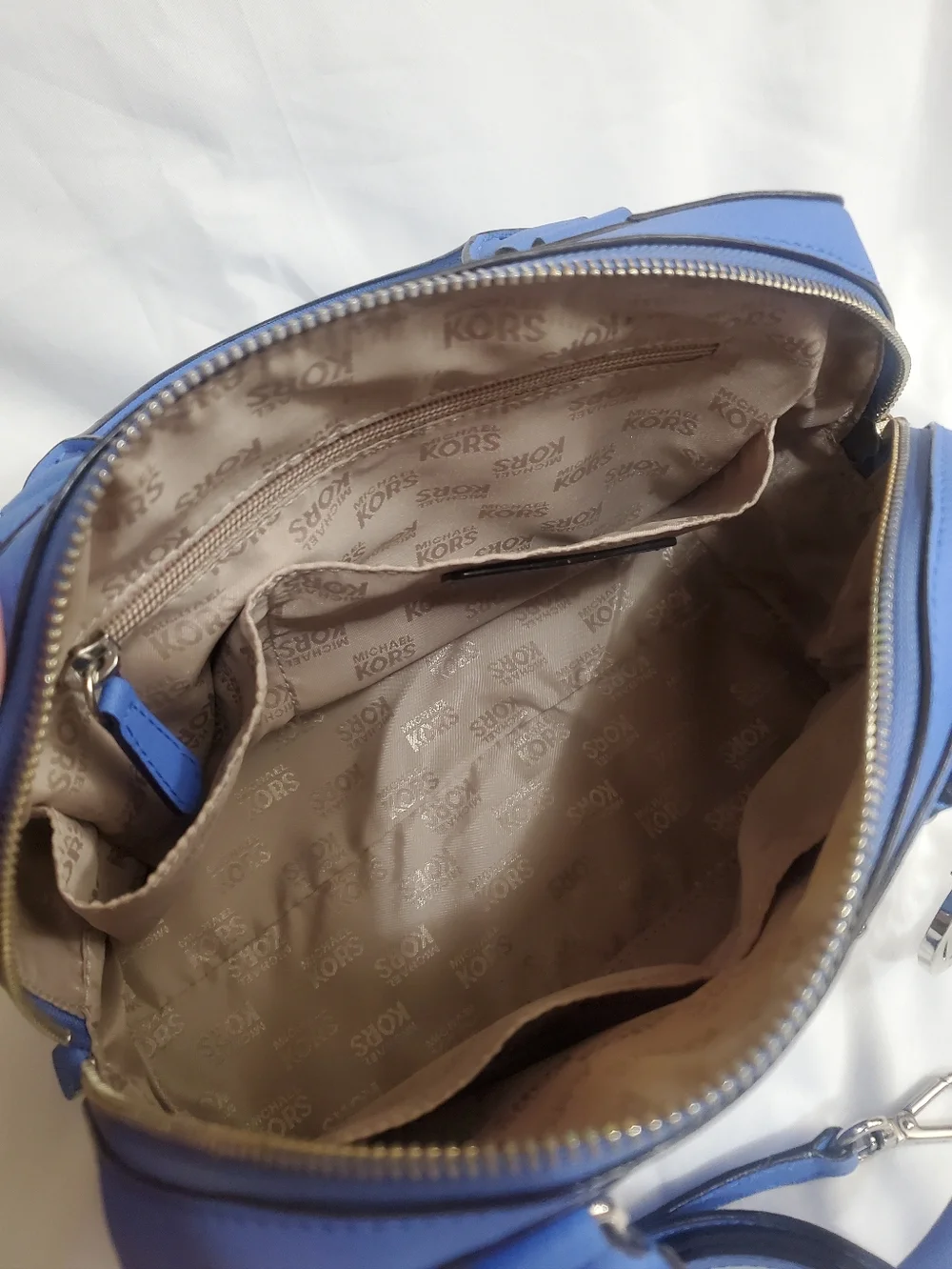 Michael Kors Small Saffiano Leather Satchel in Bright Blue - Picture 8 of 10